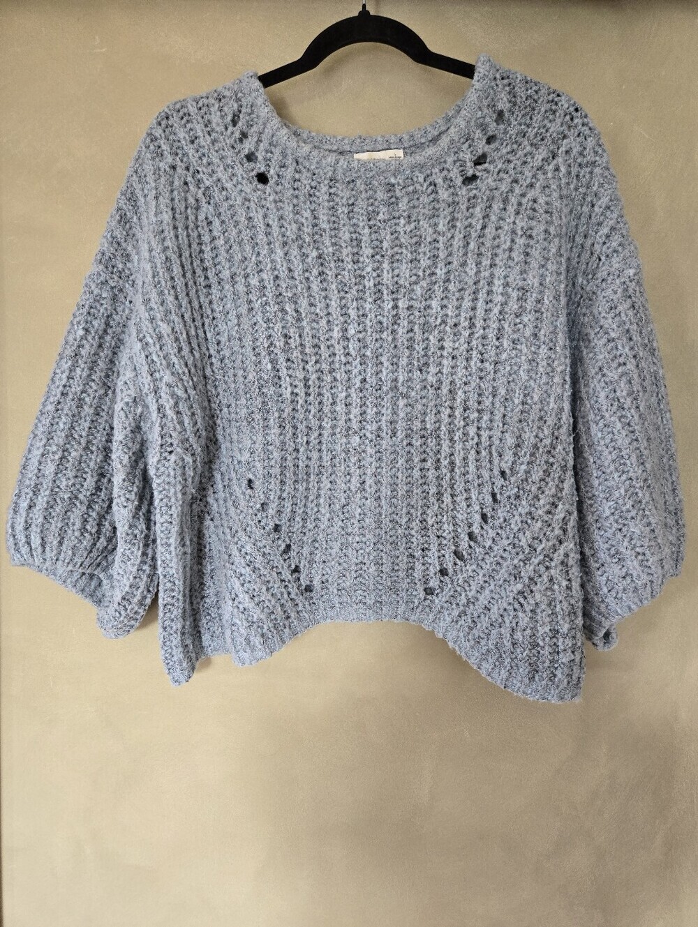 Gentle Fawn (136$) | Light Blue Chunky Knit Crewneck Sweater, Size L - Picture 2 of 8